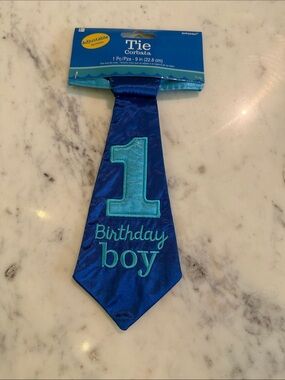 Amscan Blue and Light Blue "1" Birthday Boy Kids Tie